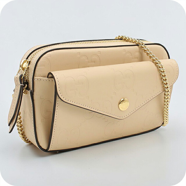 【中古】 グッチ 斜め掛け ショルダーバッグ レディース ブランド GUCCI チェーン レザー 781554 ベージュ
