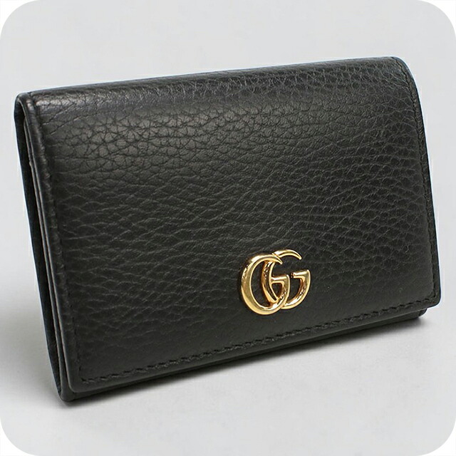 ＼4/20限定★10%OFF+さらに4倍／【中古】 グッチ 名刺入れ レディース ブランド GUCCI GGマーモント レザー 474748 ブラック
