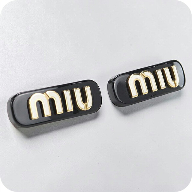 【中古】 ミュウミュウ バレッタ レディース ブランド MIUMIU 2個セット エナメルメタル ヘアクリップ 5IF072 ブラック ヘアアクセサリー 36,374円
