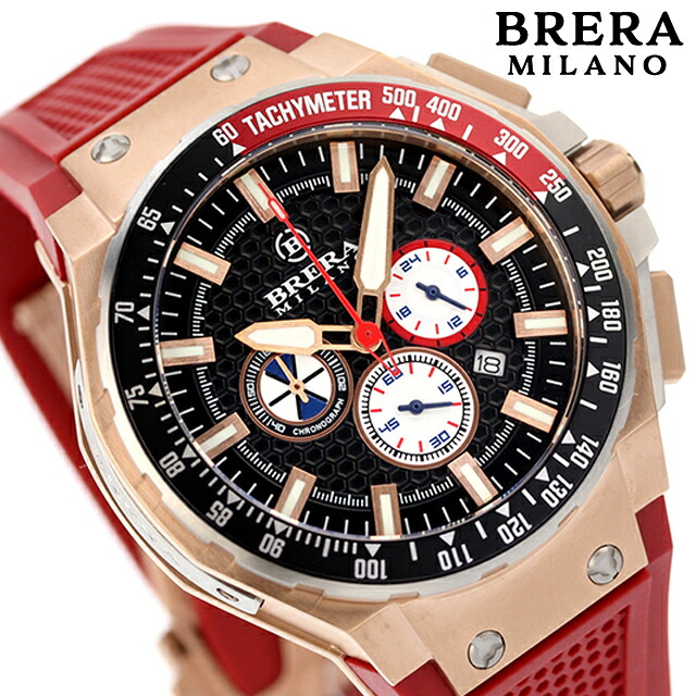 ＼2000円OFFクーポン／ ブレラ ミラノ グランツーリスモ GT2 クオーツ 腕時計 メンズ クロノグラフ BRERA MILANO BMGTQC4502A アナログ ブラック レッド 黒 ブランド おしゃれ 防水 プレゼント 男性 実用的