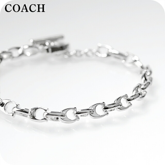 COACH ブレスレッド チェーン ストーン パッドロック ギフトにも COACH】コーチ ブレスレット ブラス ストーン パール ロゴ