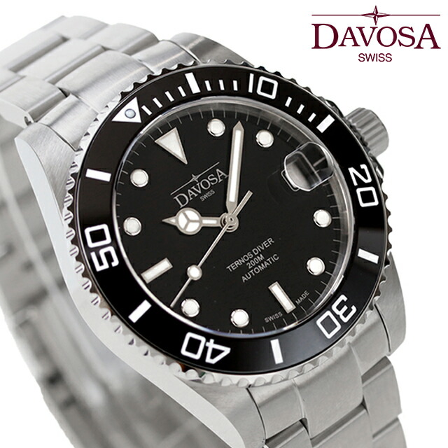 ダボサ テルノス ミディアム 自動巻き 腕時計 メンズ レディース DAVOSA 166.195.50 アナログ ブラック 黒 スイス製 ブランド おしゃれ 防水 プレゼント 実用的