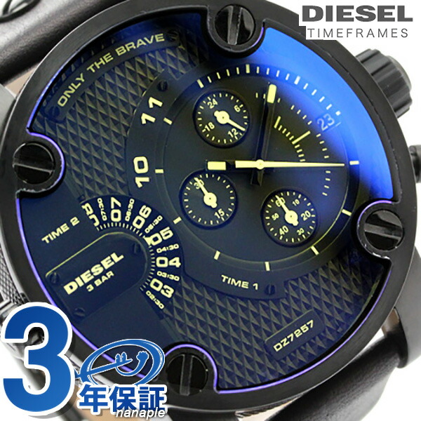 dz7257柴油人手表计时仪蓝色×黑色皮革diesel