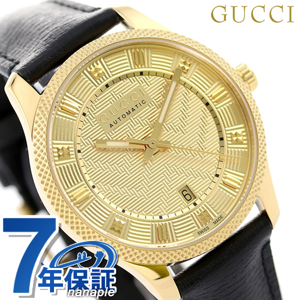 楽天市場 グッチ 時計 エリクス 40mm 自動巻き メンズ 腕時計 Ya Gucci Eryx ゴールド ブラック 革ベルト 腕時計 のななぷれ