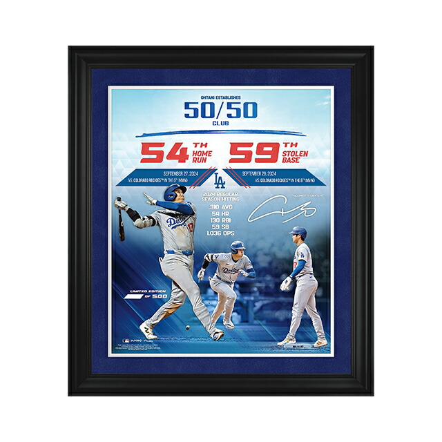 ＼4/15限定★2000円OFF+全品5倍／ 大谷翔平 54本塁打59盗塁達成記念 公式プリントサイン入りフォトフレーム ブランド 数量限定 51446 ブルー 小物