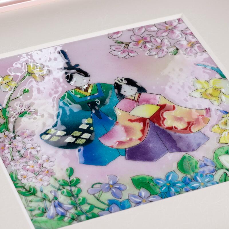 楽天市場】miniおひなさま 七宝焼 七宝焼き 七宝絵画 額 水彩画 版画