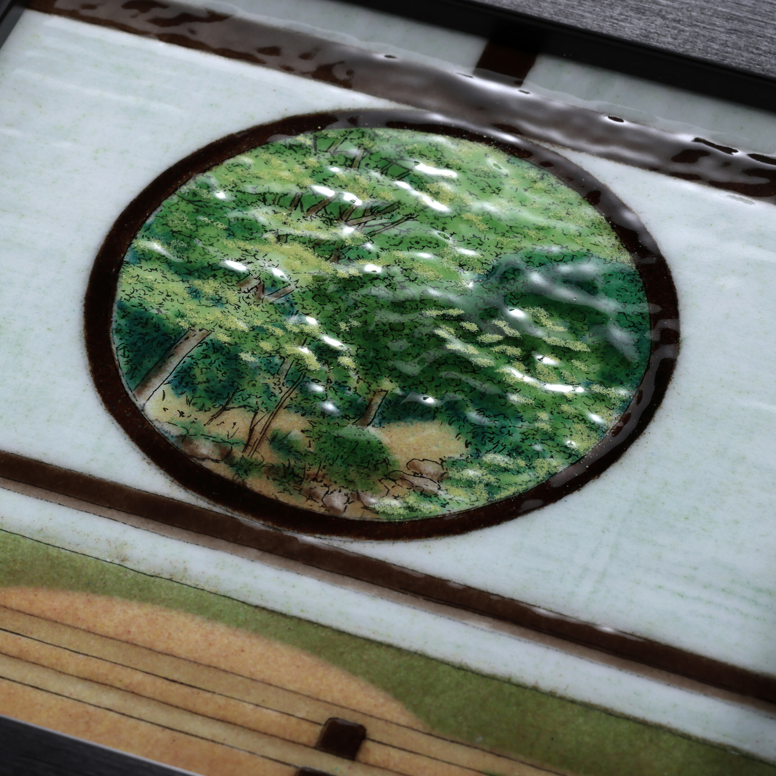 源光庵 悟りの窓 青もみじ 七宝 七宝絵画 額 絵画 額縁入り アート 京都 インテリア モダンリビング 贈り物 お土産 プレゼント ギフト|七彩工房