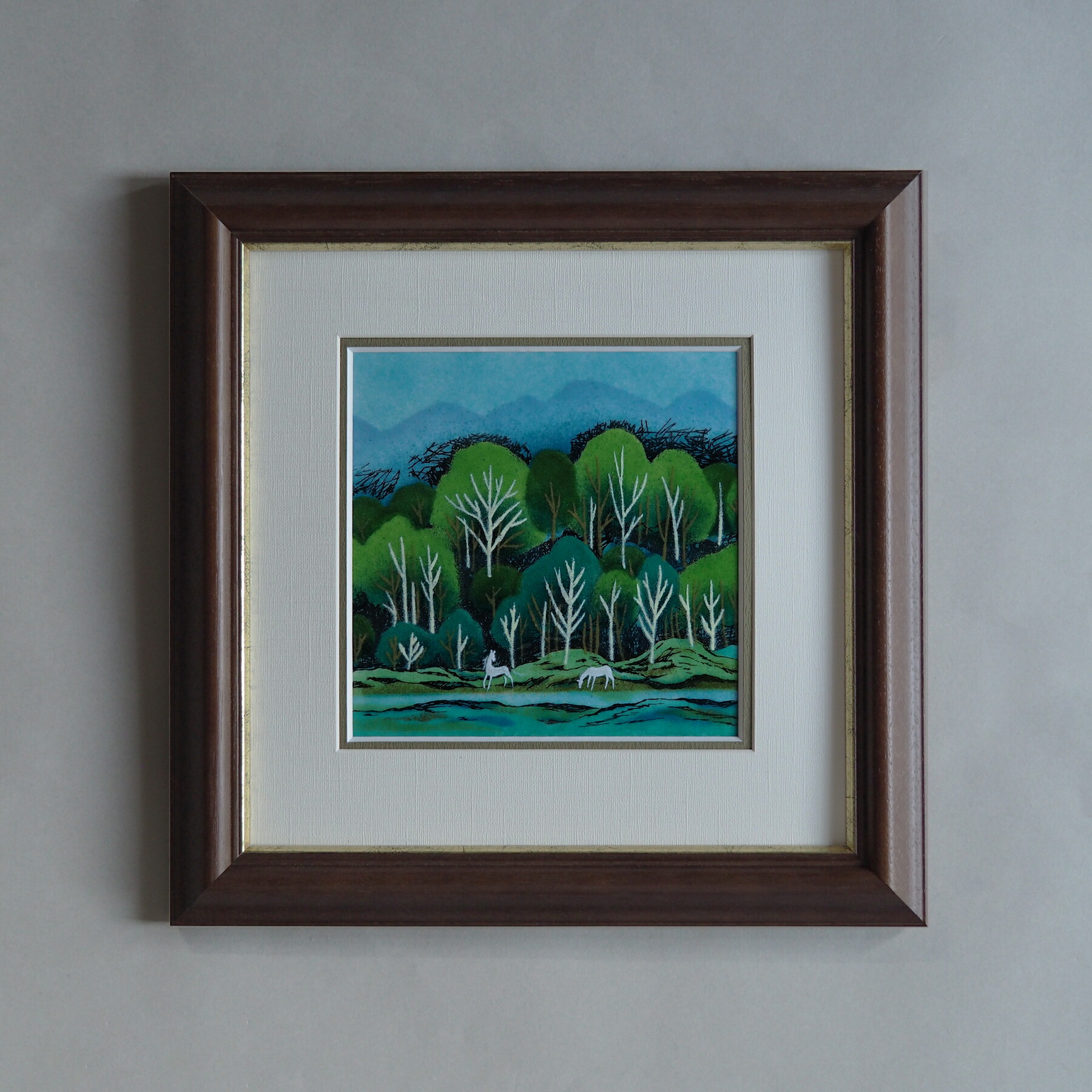 日本絵画 漆画・七宝？木製額 日本画 漆画・七宝？ 木製フレーム 日本絵画 漆画・七宝？木製額