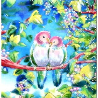 【名入れGIFT仕かける】寄り添うインコ 七宝焼 七宝焼き 七宝絵図 絵 絵図 額 絵図額入り口・入口 写真立て付き添い人 名入れ差し上げ物 差し上げ物 差し上げ物 生まれ落ちる日 御祝い 室内装飾