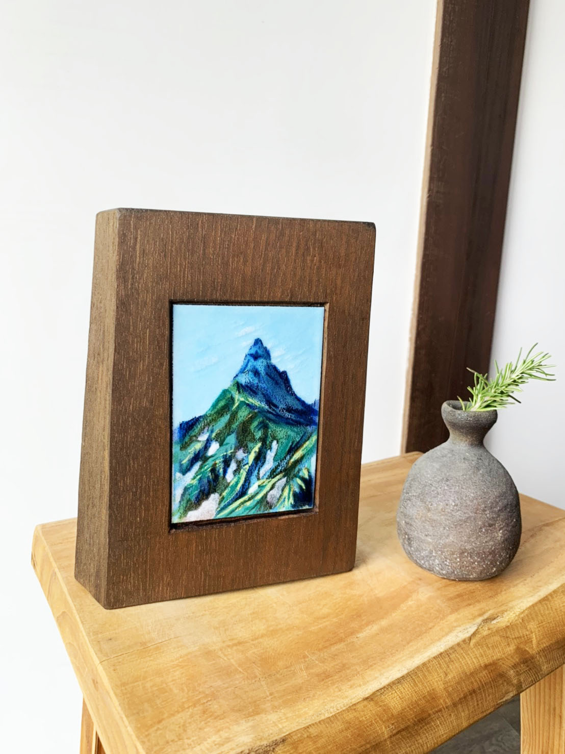 七宝焼　カワセミの絵画 木製フレーム付き　【1点物】 正規 品ハンドメイド・手芸 - 七宝焼 カワセミの絵画 木製