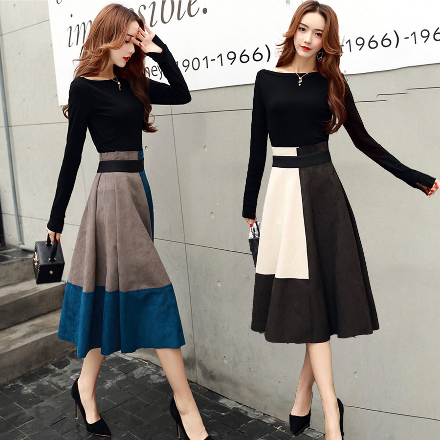 Setup Women's Casual Ensemble Long Sleeve Tops Shirt Long Skirt Maxi Skirt Long Skirt Midi Length Flare A-Line Skirt Pretty 30s 40s 50s Fall/Winter Spring/Summer/Black/L/XL/Large Size