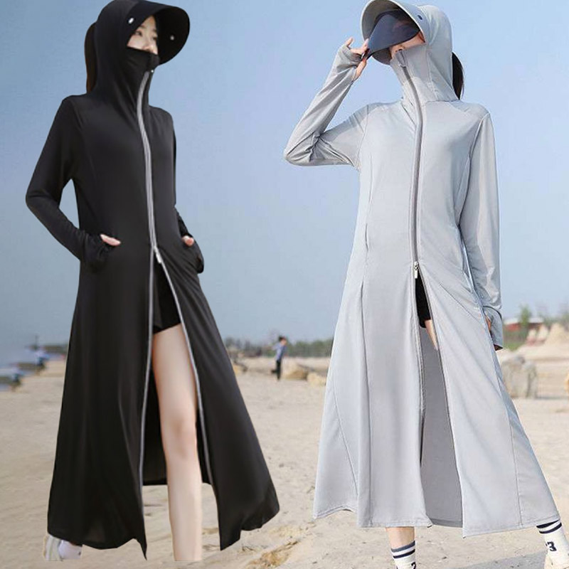 Uvカット ラッシュガード レディース パーカー ロング丈 体型カバー長袖 フード付き 防止 ラッシュパーカー カーディガン Uvカットパーカー ロング 薄手 ジップアップ Upf50 おしゃれ スタンドカラー 日焼け対策 送料無料 新品