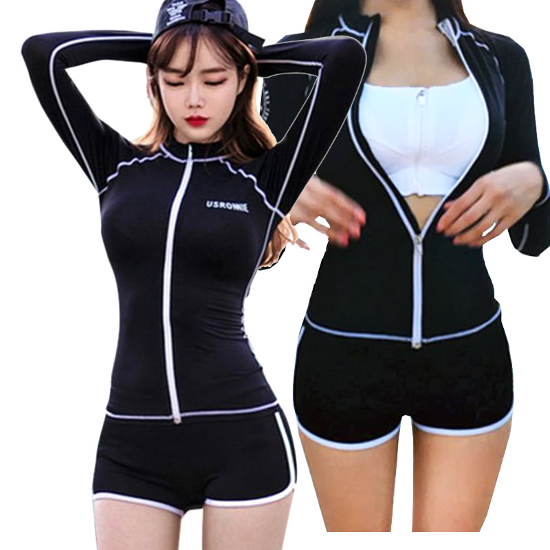 .体型カバー 水着 ラッシュガード セット レディース ママ 水着 3点セット タンキニ フィットネス 上下セット フードなし 30代  40代 50代 長袖 セパレート パンツ ビキニ おしゃれ 日焼け防止 UV対策 ショートパンツ 黒 白 ナナセレクト