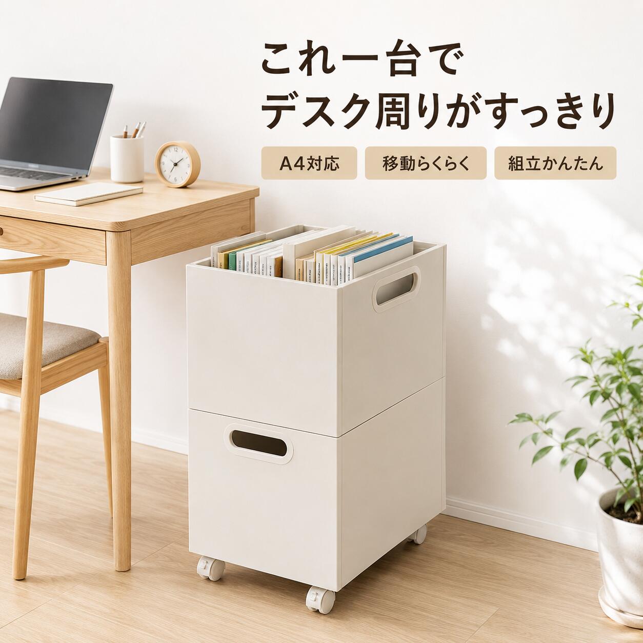 事務机下納めるボックス席 キャスター付き添い人 本納める A4相応う 納める容れもの 書きもの納める 積み重ね 1段 2段 手持ち部分付き添い人 民族大移動式 開けはなし納める PP