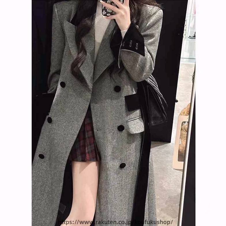 秋冬 レディース 流行り物 オシャレ 服 大層らしい 大きさ 薄墨色 羊毛 厚地の外套 韓国 表現スタイル 分かりやすい 成年者 カワイイ カワイイ