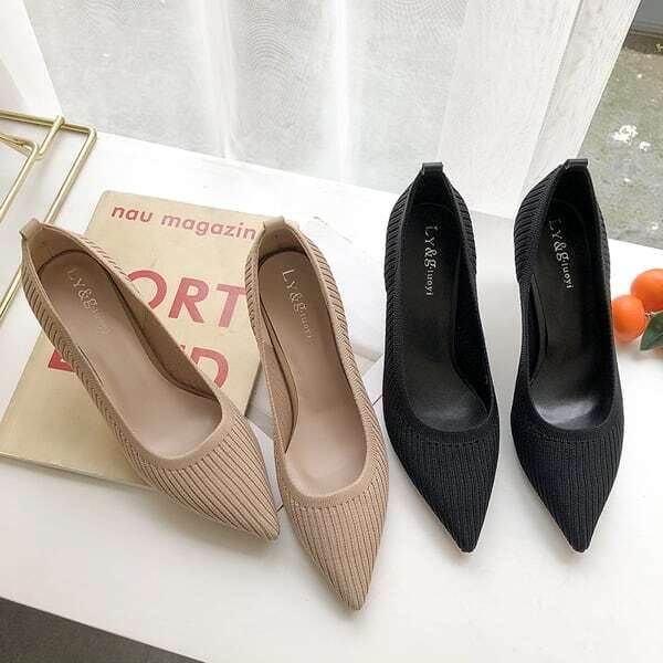 ニット風 レディース 2色展開 ポインテッドトゥ ハイヒール ポインテッドトゥハイヒール か 美脚 ヒールパンプス 脚長 パンプス