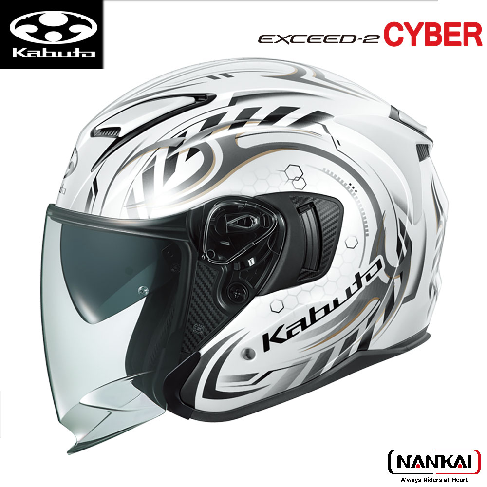 OGK Kabuto オージーケーカブト (カブト) EXCEED-2 CYBER （サイバー） パールホワイト ブラック バイク用ヘルメット