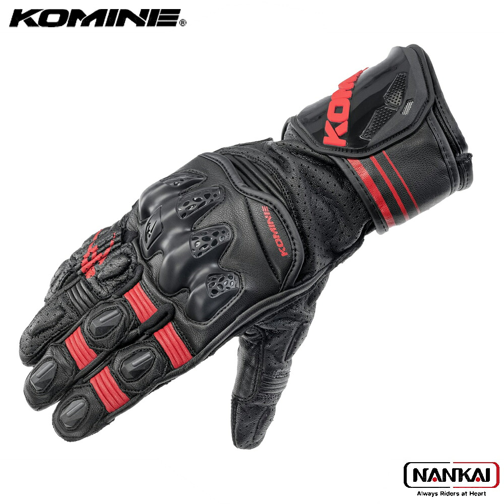 【7/18~26開催!店内全品で使える最大7,500円OFFクーポン企画】KOMINE コミネ R-SPEC レーシンググローブ BLACK RED GK265|ナンカイブランドショップ