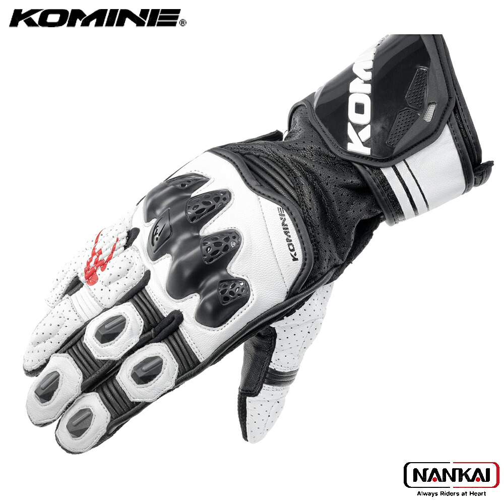 【7/18~26開催!店内全品で使える最大7,500円OFFクーポン企画】KOMINE コミネ R-SPEC レーシンググローブ WHITE GK265|ナンカイブランドショップ