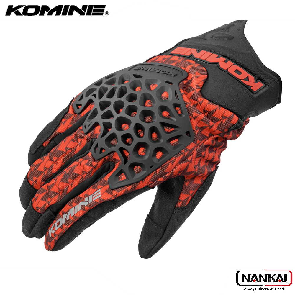 【P10倍（要エントリー）＋クーポン】 KOMINE コミネ アドベンチャー メッシュグローブ K CHIRODI BLACK RED GK269