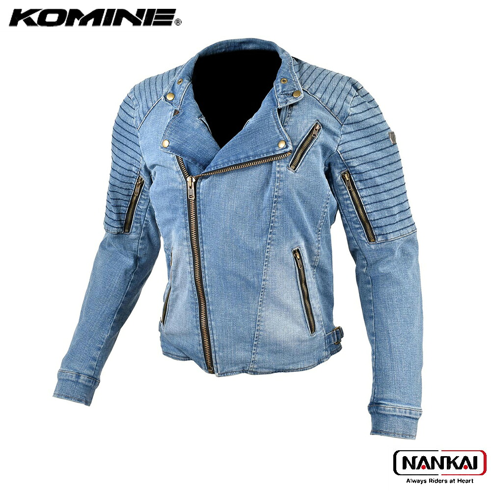 KOMINE コミネ プロテクト デニム ダブル ジャケット WASHED INDIGO JK154