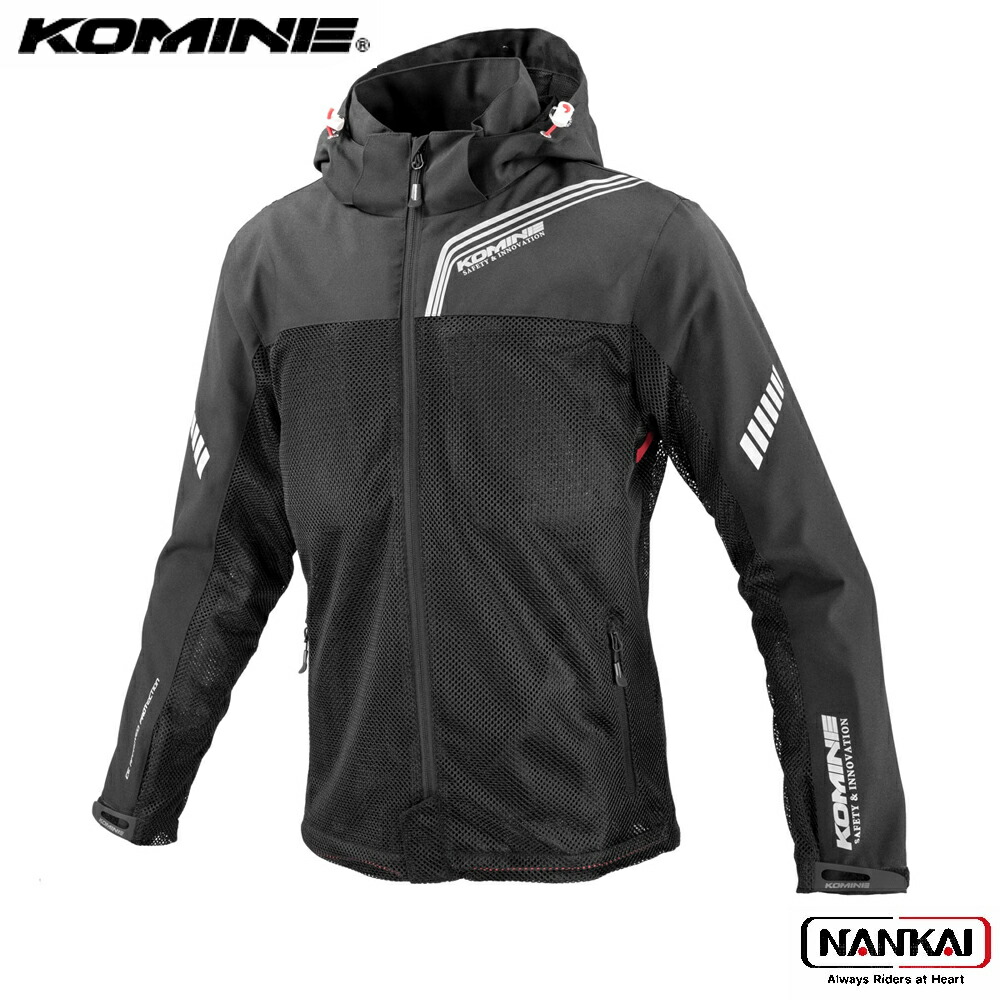 【7/18~26開催!店内全品で使える最大7,500円OFFクーポン企画】KOMINE コミネ エニグマライト ハーフメッシュパーカ BLACK JK179|ナンカイブランドショップ