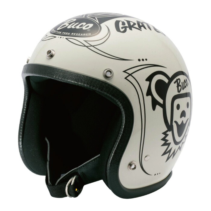 Buco ジェットヘルメット ブラック/ホワイト BUCO EXTRA 70's スタイル プレーン モデル ジェットヘルメット