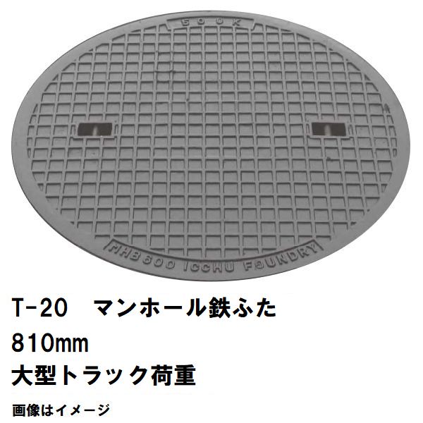 鉄マンホール　鉄蓋のみ　フタ直径810mm　T-20大型トラック耐荷重　MHD-750型　沖縄離島不可(鋳鉄製マンホール マンホール の ふた カバー キャップ 浄化槽 ハンドホール 溜桝 丸桝 汚水桝 集水桝 雨水枡 下水桝 マス 代替 交換 MHD750)
