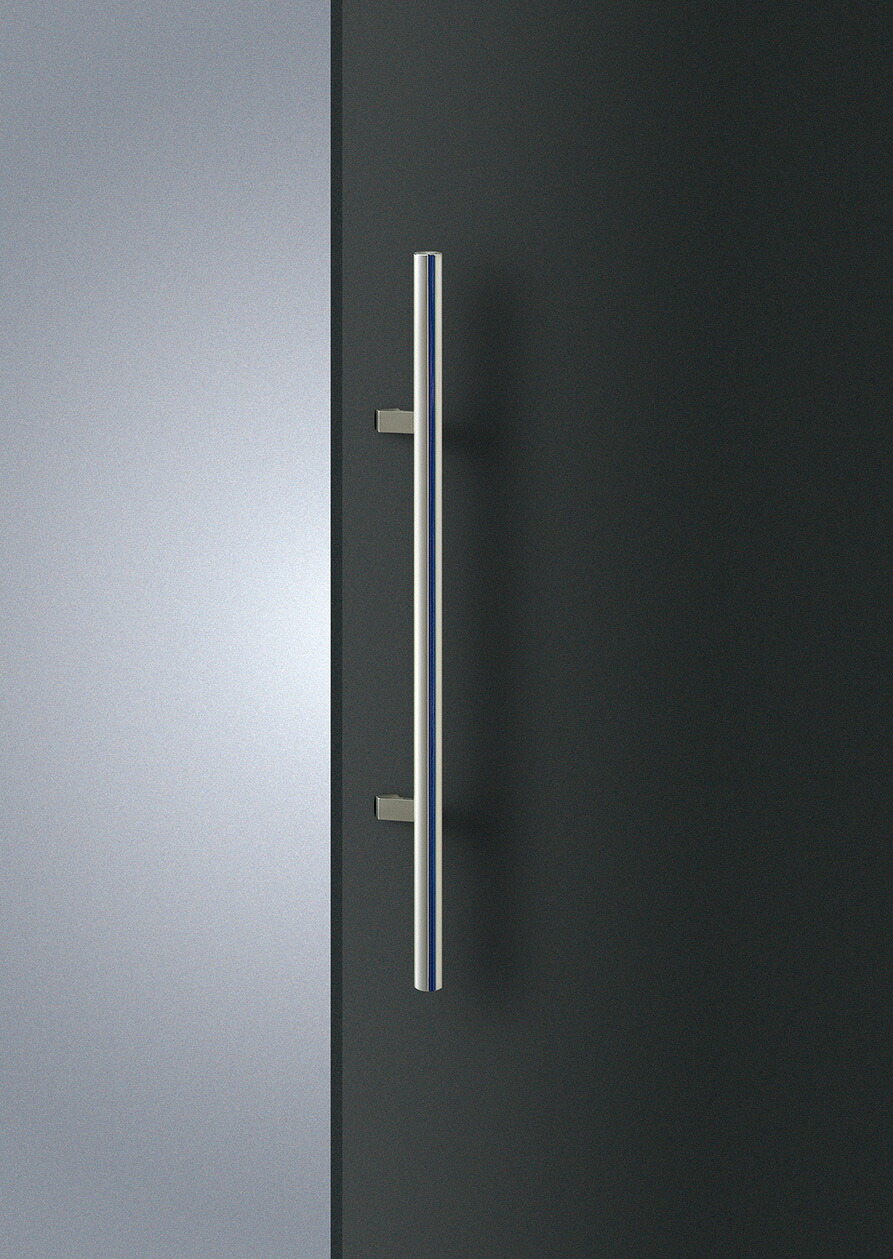 在庫確認可 ユニオン 直送 T2231-01-205 建築用金物 ドアハンドル 押し棒 ステンレス ヘアライン＋ブルーペイント 1セット（内外） L800