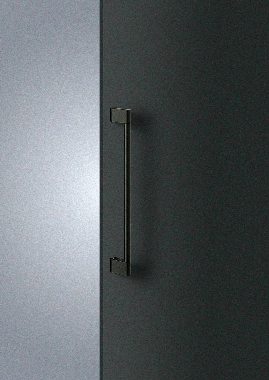 在庫確認可 ユニオン 直送 T2864-20-131 建築用金物 ドアハンドル 押し棒 アルミ ユニフロストブラック 1セット（内外） L600