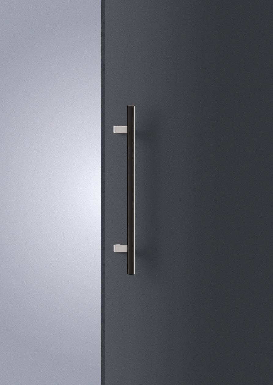 在庫確認可 ユニオン 直送 T4227-36-101 建築用金物 アーキズム ドアハンドル 押し棒 ユニウッド ブラック＋ステンレス ヘアライン 1セット（内外） L600