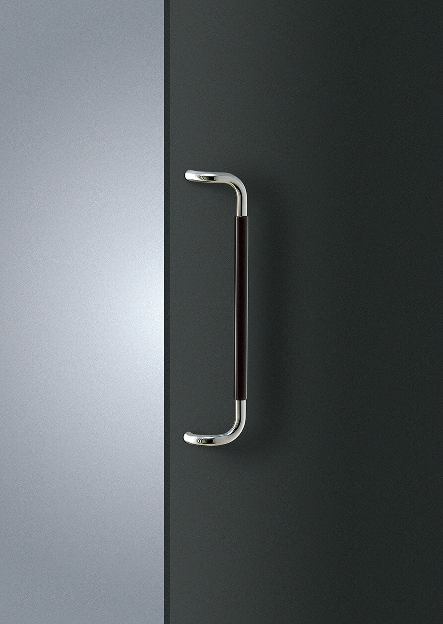 在庫確認可 ユニオン 直送 T7058-54-102 建築用金物 ドアハンドル 押し棒 アクリル ブラック＋ステンレス ミラー 1セット（内外） L600