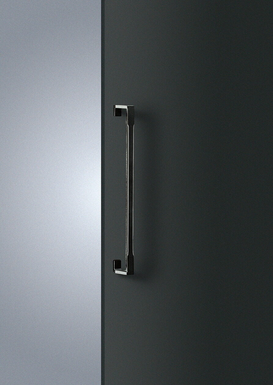 在庫確認可 ユニオン 直送 T870-71-068-L600 建築用金物 ドアハンドル 押し棒 南部鉄 ブラックペイント 1セット（内外） L600