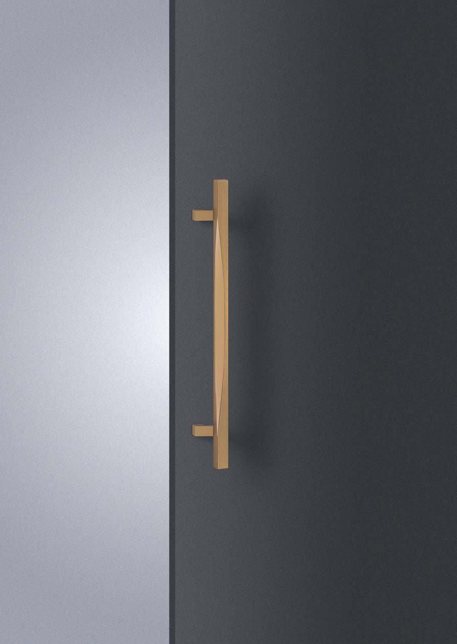 在庫確認可 ユニオン 直送 T1235-25-195 建築用金物 アーキズム ドアハンドル 押し棒 アルミ ヘアライン＋ミラーアッシュゴールド 1セット（内外） L600｜NORTH WORK STORE