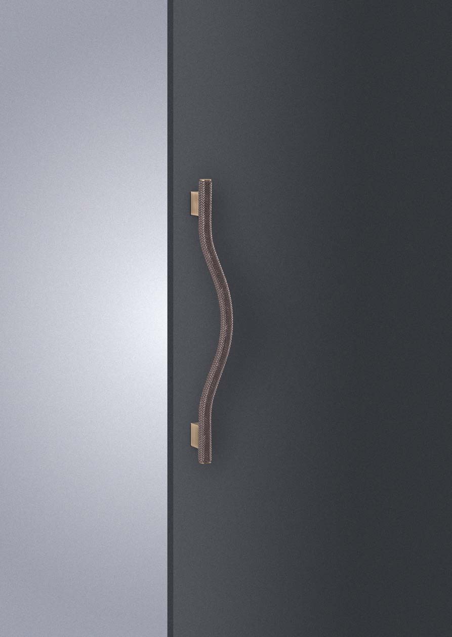 在庫確認可 ユニオン 直送 T1237-03-993 建築用金物 アーキズム ドアハンドル 押し棒 ブレイドレザー ブラウン＋ステンレス 硫化イブシゴールデンブロンズ 1セット（内外） L606