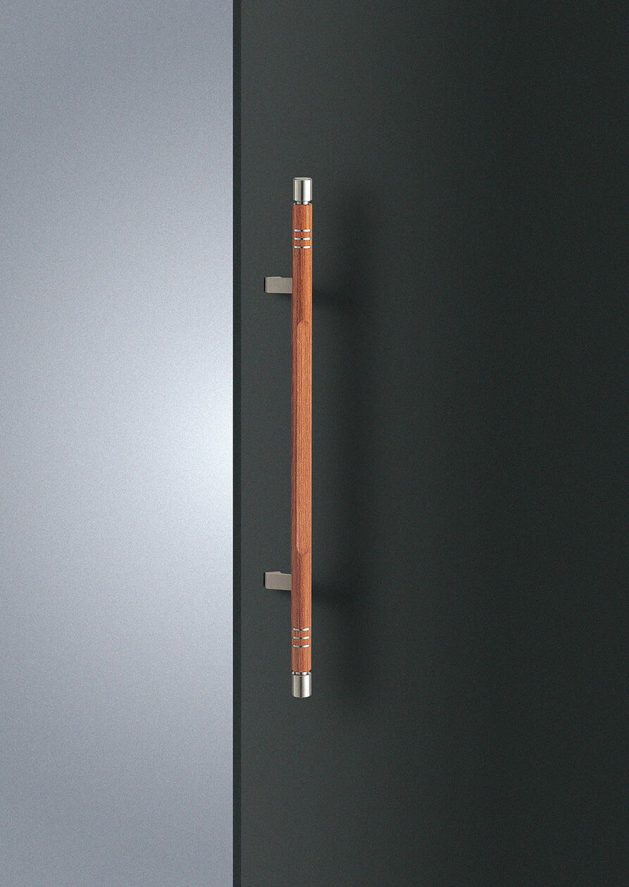 在庫確認可 ユニオン 直送 T2412-36-053-L800 建築用金物 アーキズム ドアハンドル 押し棒 ユニウッド ブラウン＋ステンレス ヘアライン 1セット（内外） L800