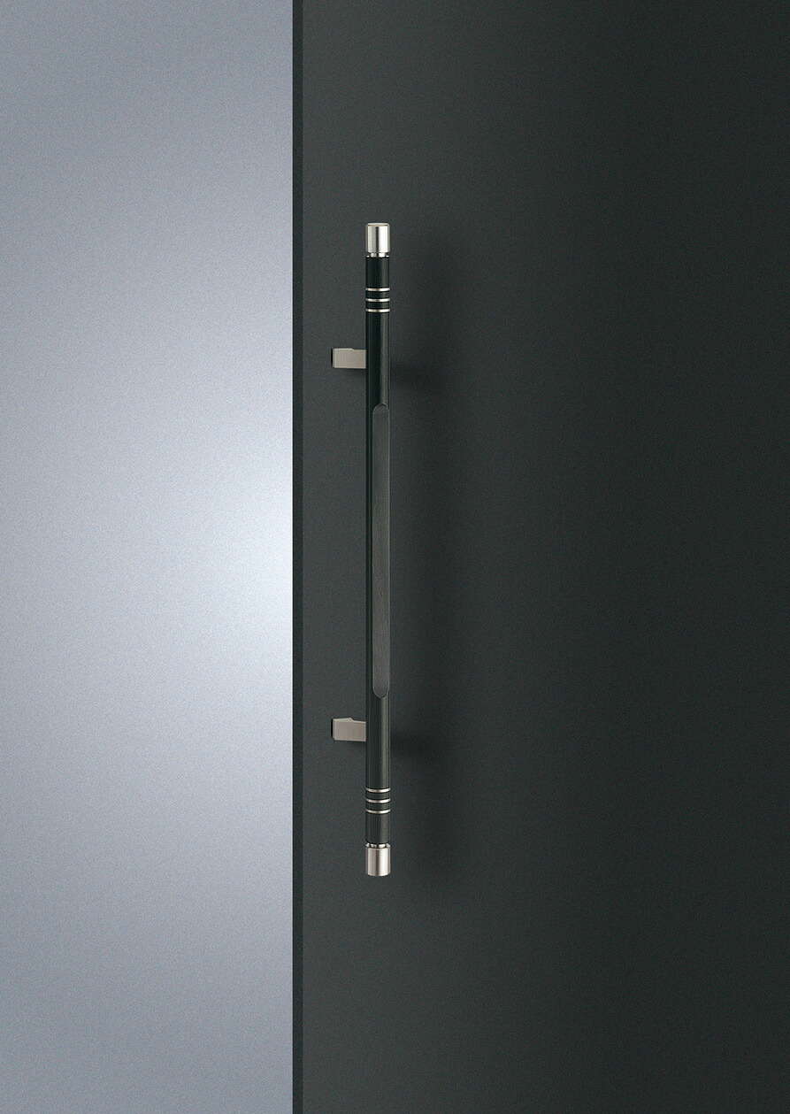 在庫確認可 ユニオン 直送 T2412-36-107-L800 建築用金物 アーキズム ドアハンドル 押し棒 ユニウッド ブラック＋ステンレス ヘアライン 1セット（内外） L800
