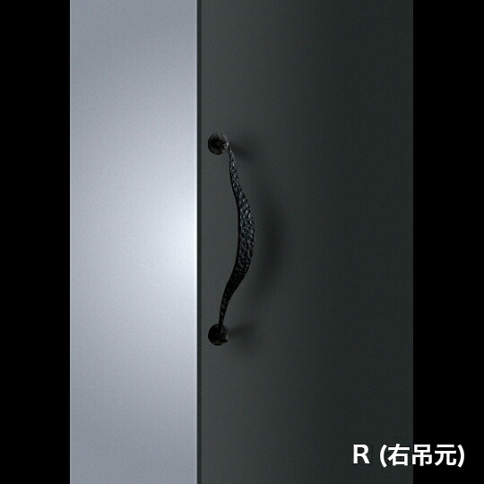 在庫確認可 ユニオン 直送 T8908-001-R 右吊元 建築用金物 アーキズム ドアハンドル 押し棒 ロートアイアン ブラックペイント 1セット（内外） L600