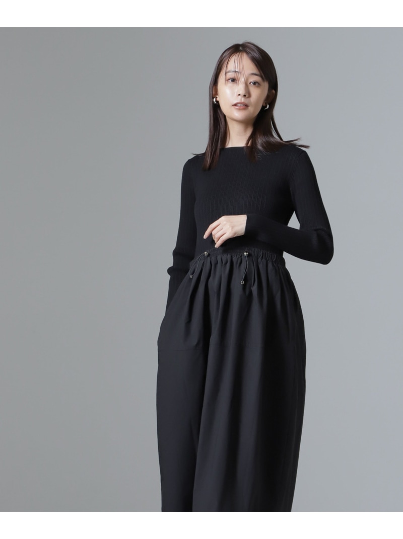 【SALE／50%OFF】リブニット*タフタドッキングワンピース NANO universe ナノユニバース ワンピース・ドレス ワンピース ブラック ブラウン【RBA_E】【送料無料】[ Fashion]