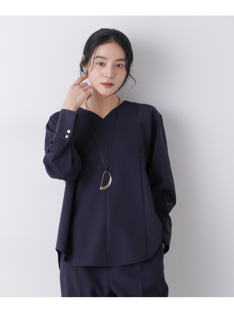 【SALE／30%OFF】デイリーファンクション Vネックブラウス(セットアップ可) NANO universe ナノユニバース トップス シャツ・ブラウス ネイビー ホワイト【RBA_E】【送料無料】[ Fashion]