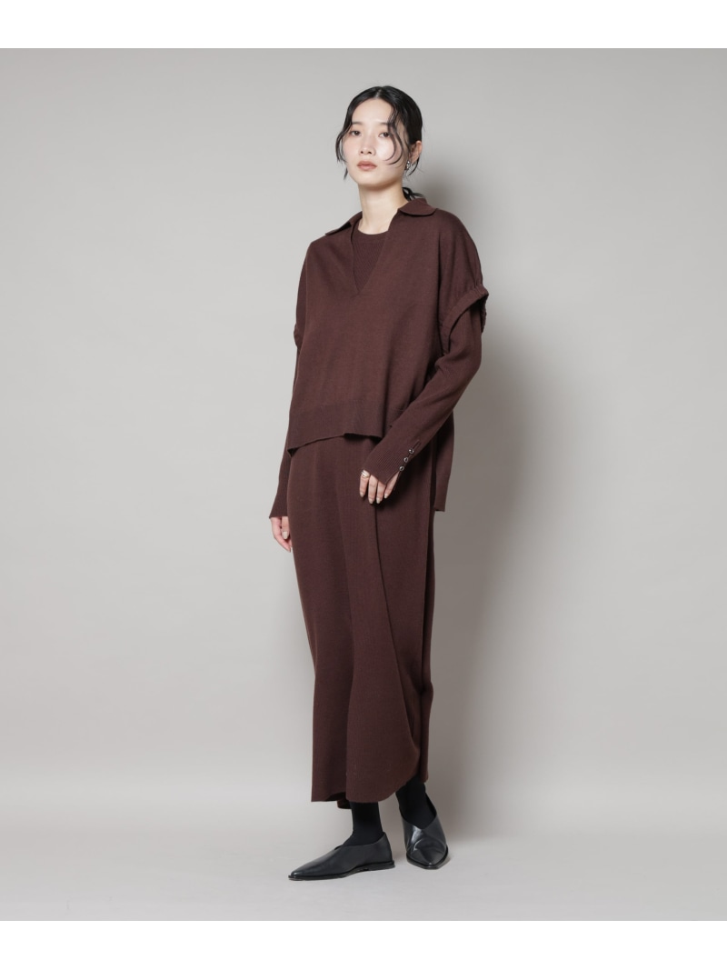 【SALE／40%OFF】ドロストベスト+リブニットワンピースセット NANO universe ナノユニバース ワンピース・ドレス ワンピース ブラック ブラウン【RBA_E】【送料無料】[ Fashion]