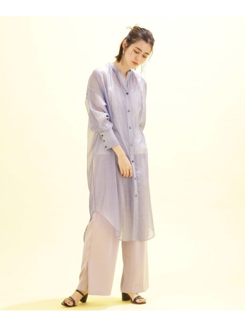 楽天市場 Sale 50 Off シアーストライプシャツワンピース 長袖 Nano Universe ナノユニバース ワンピース ワンピースその他 パープル ピンク Rba E 送料無料 Rakuten Fashion Nano Universe