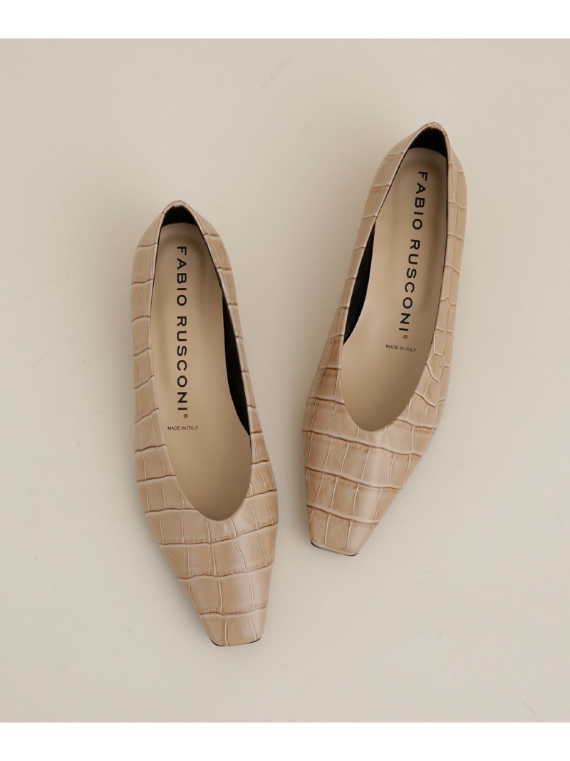 型押しローヒールパンプス Fabio ナノユニバース Rusconi