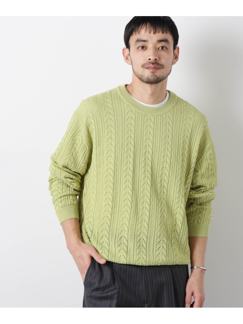 【SALE／10%OFF】「ASSEMBLANC」コードヤーンシアーケーブルニット NANO universe ナノユニバース トップス ニット ホワイト グリーン ネイビー【RBA_E】【送料無料】[ Fashion]