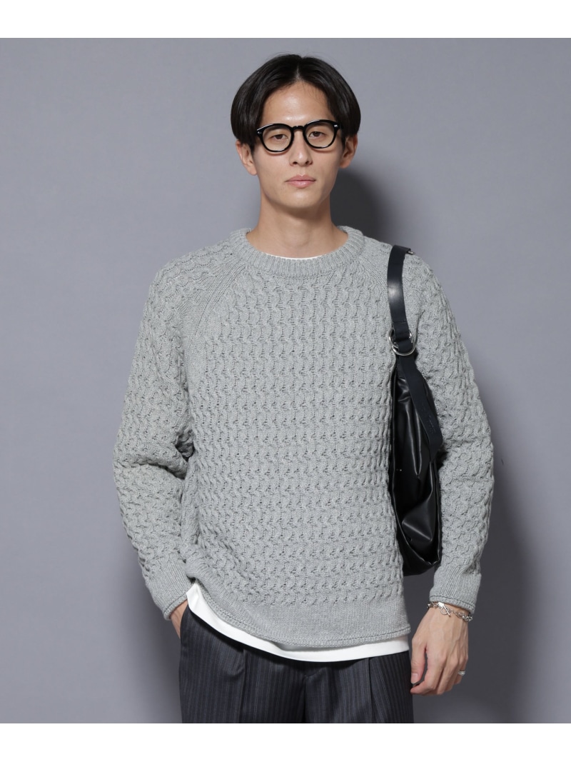 【SALE／50%OFF】ヴァーグケーブルラグランニット NANO universe ナノユニバース トップス ニット ベージュ ワインレッド グレー ブラック【RBA_E】【送料無料】[ Fashion]