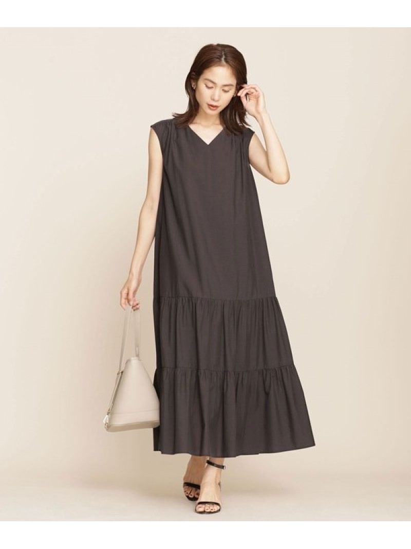 バックオープンティアードワンピース ノースリーブ Nano Universe ナノユニバース ワンピース ワンピースその他 グレー 送料無料 Rakuten Fashion Sjtworiversles Org