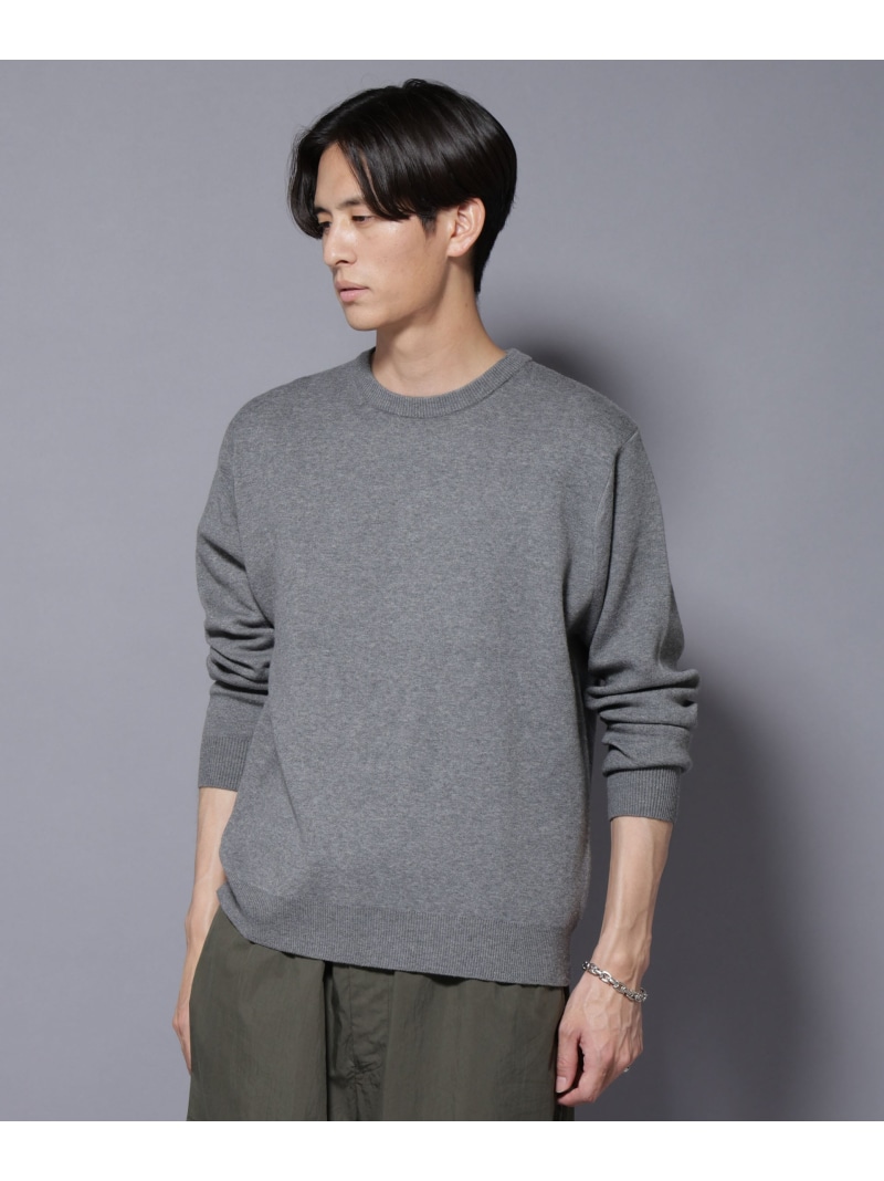 【SALE／20%OFF】シルク混クルーネックニット NANO universe ナノユニバース トップス ニット グリーン グレー ブラック ベージュ【RBA_E】【送料無料】[ Fashion]