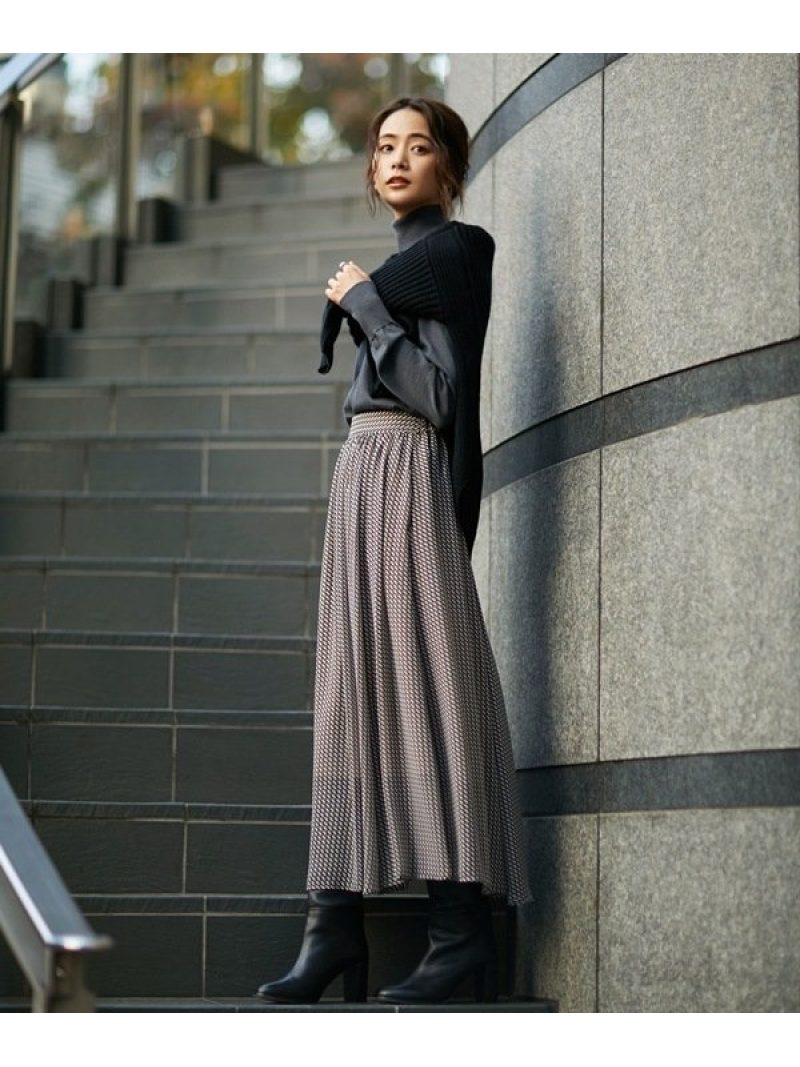 幾何プリントギャザースカート Nano ナノユニバース Universe