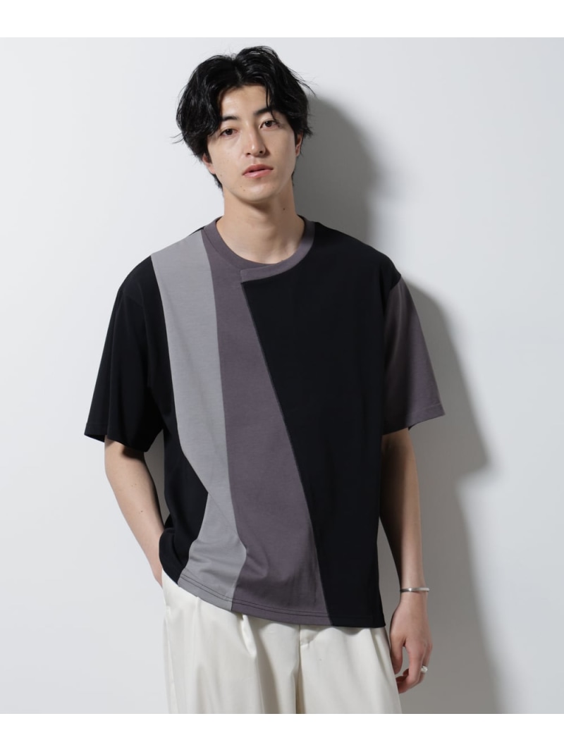 【SALE／30%OFF】デザイン切替クルーネックTシャツ 半袖 NANO universe ナノユニバース トップス カットソー・Tシャツ ネイビー ブラック ホワイト【RBA_E】【送料無料】[ Fashion]