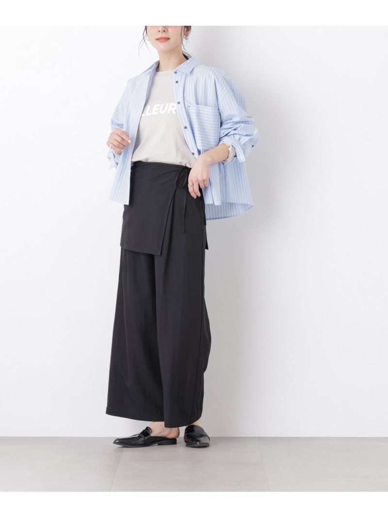 スカーフセットタックワイドパンツ NANO universe ナノユニバース パンツ その他のパンツ グレー イエロー ブラック【送料無料】[ Fashion]